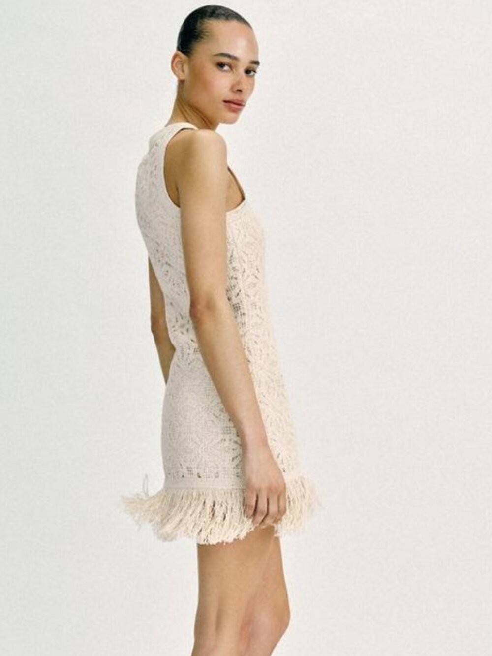 ZARA FRINGED CROCHET SHORT DRESS - Picture 4 of 11